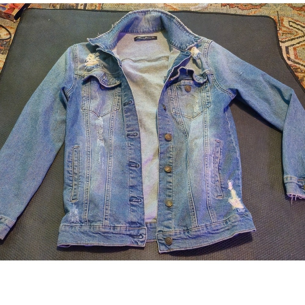 Mavi Jeans Co Distressed Denim Trucker Jacket Light Wash XS 110081-22575